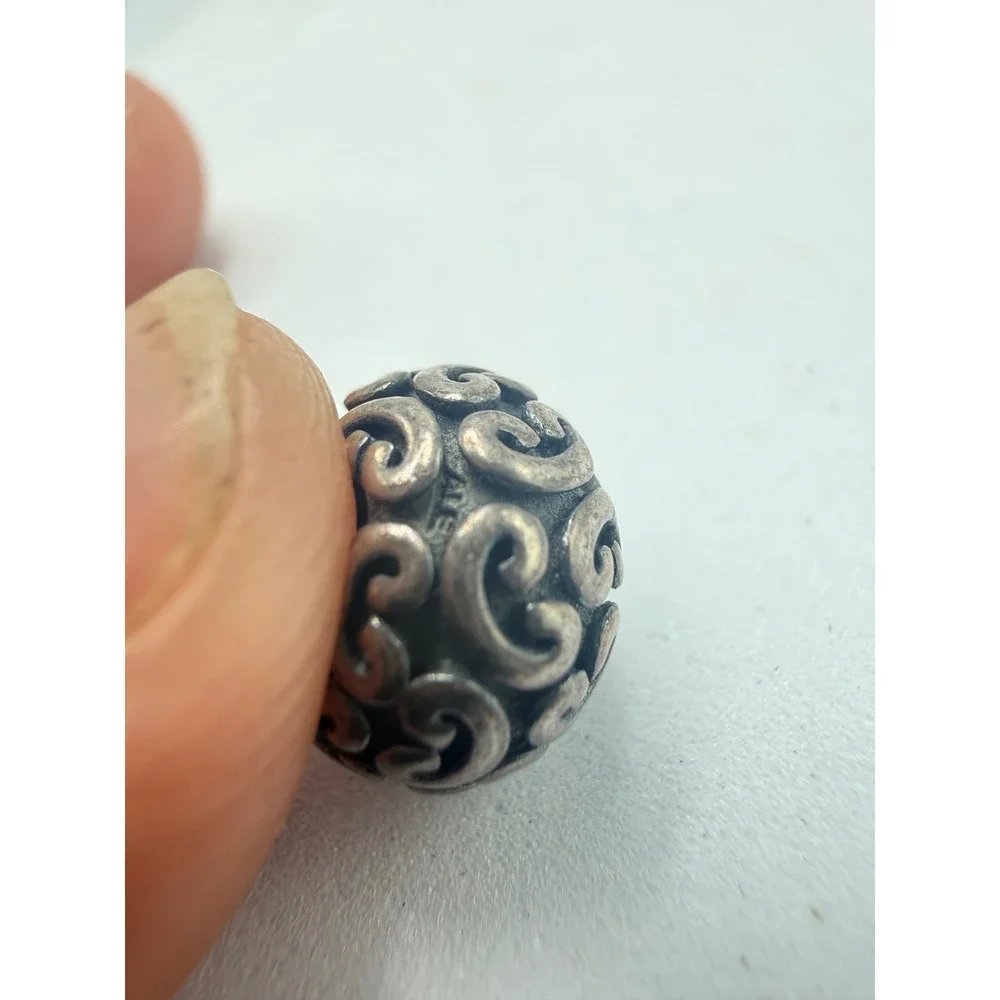 Pandora Sterling Silver Scroll Swirl Openwork Filigree Charm Bead 790453 Retired